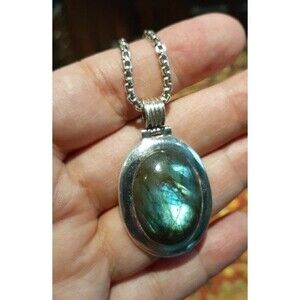 labradorite sterling silver necklace 925 heavy thick wide high quailty chain
